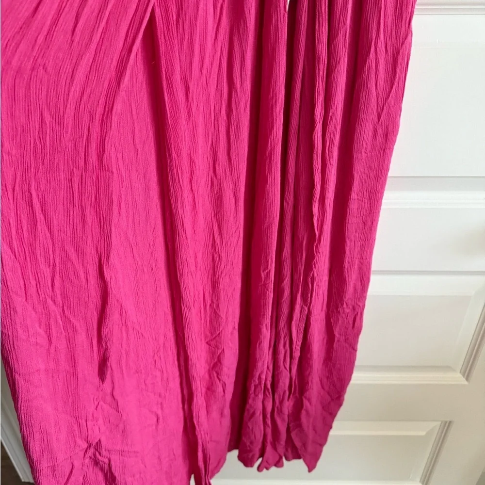 Elan Deep V-Neck Wrap Maxi Coverup Dress Pink Small NWT